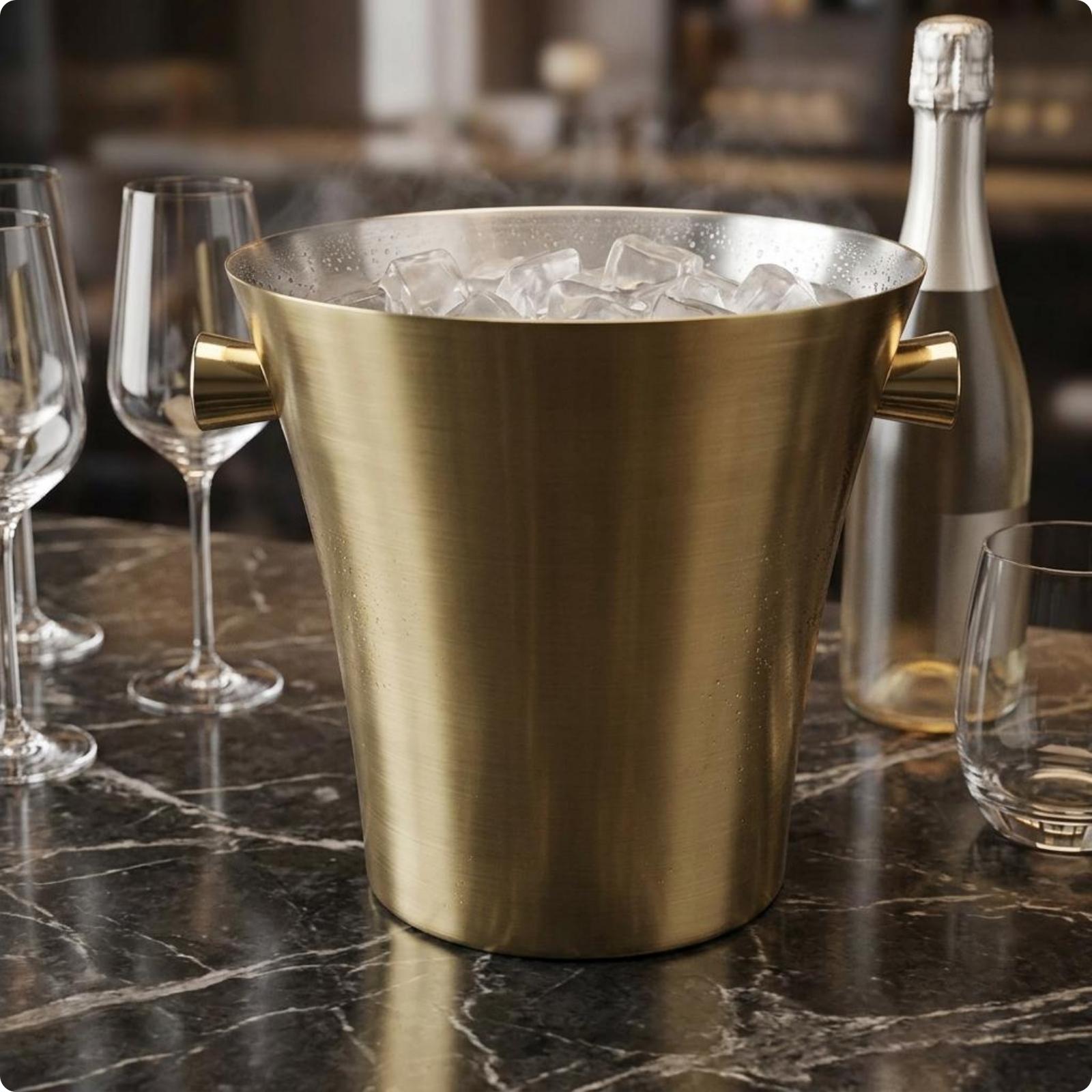 Ice Bucket Silver - Contenedor de Hielo de Acero Inoxidable