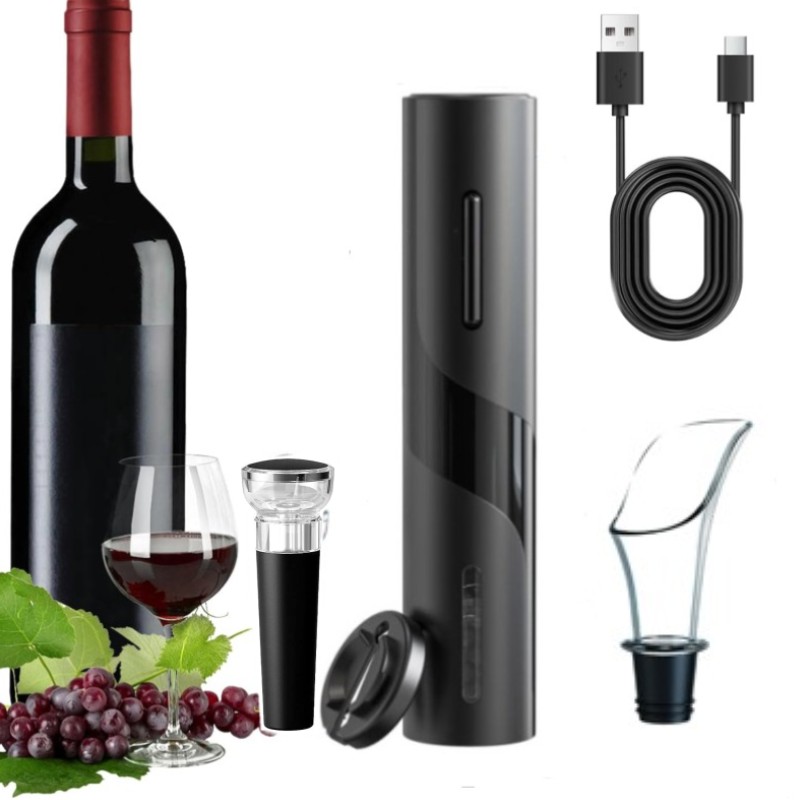 Wine Beer Opener - Sacacorchos automático eléctrico multifunción recargable, juego
