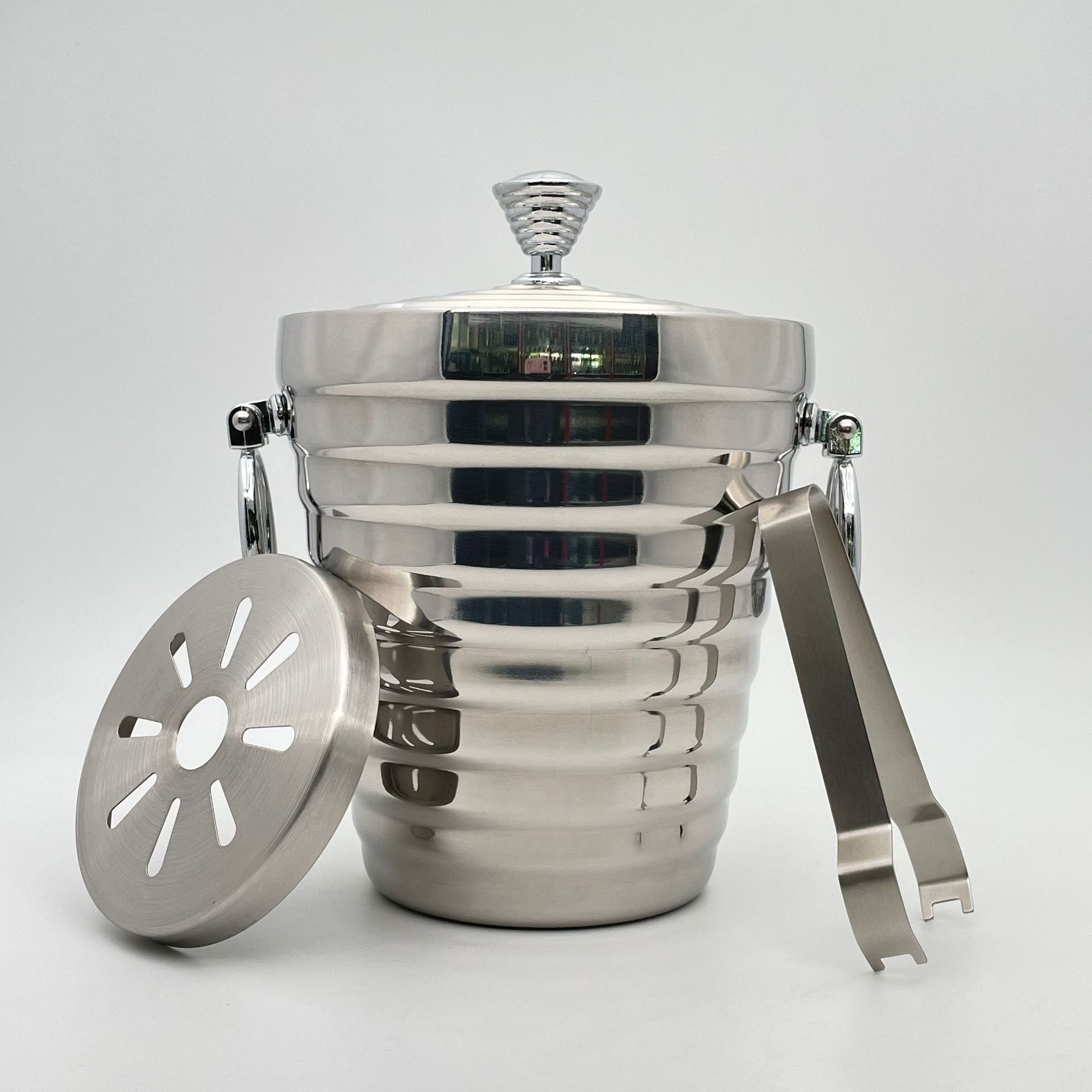 Ice Bucket Silver - Cubo de hielo doble de acero