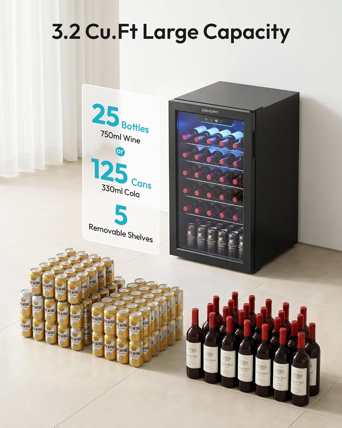 Enfriador de Bebidas de 125 La - Wine Beer Fridge reseña y precio