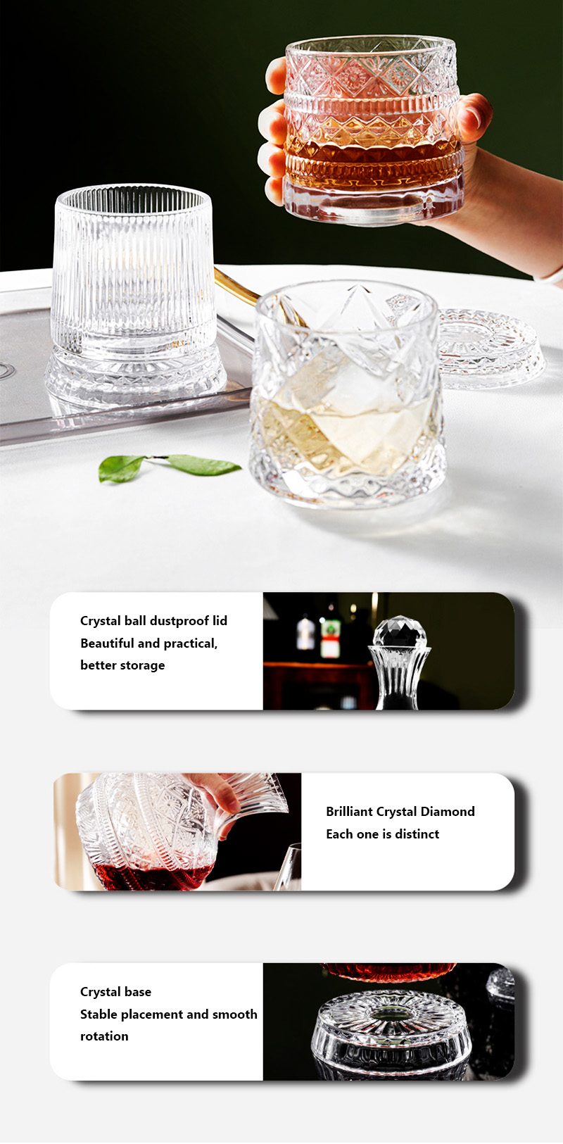 Decantador de vino giratorio D - Wine Beer Whiskey reseña y precio