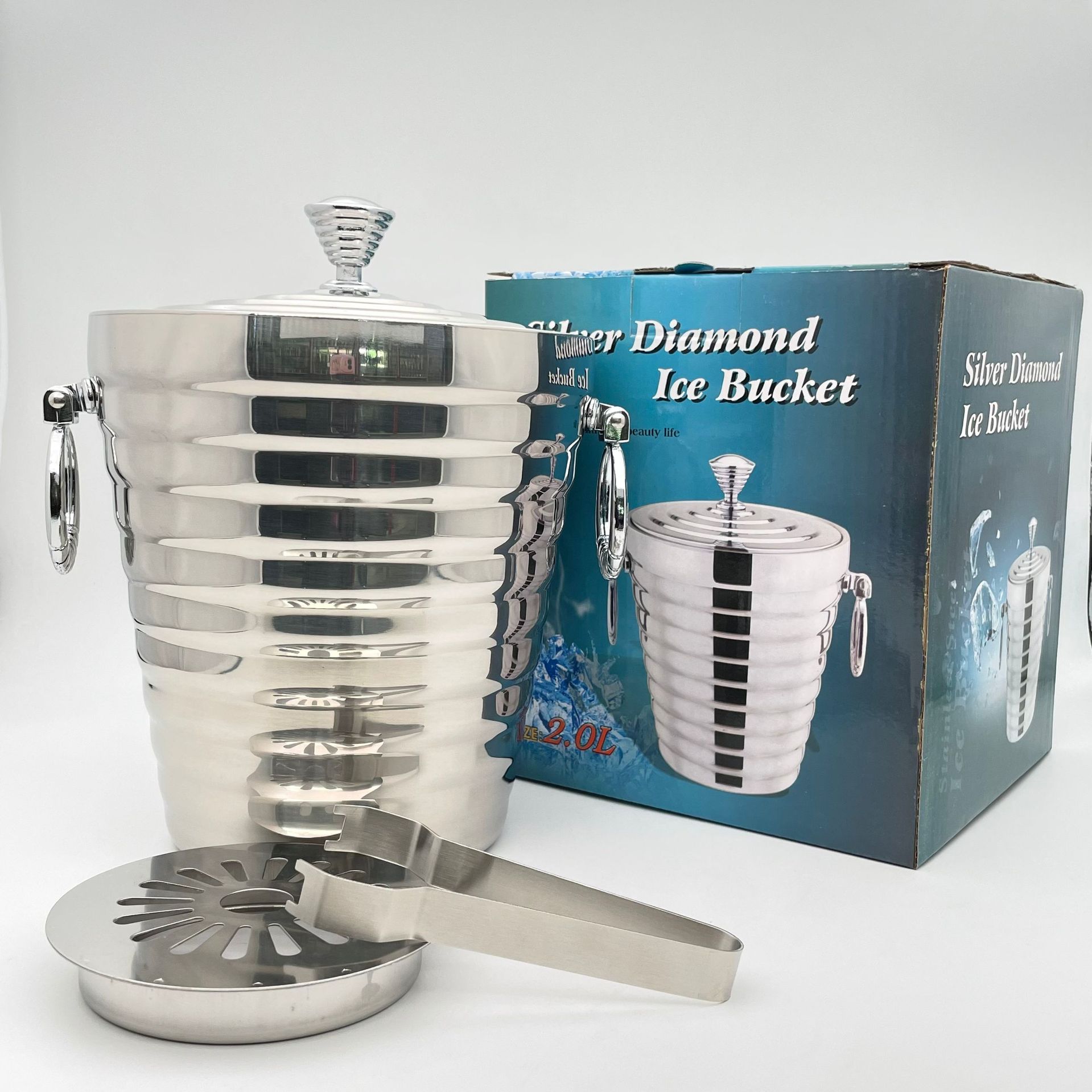 Cubo de hielo doble de acero i - Ice Bucket Silver reseña y precio